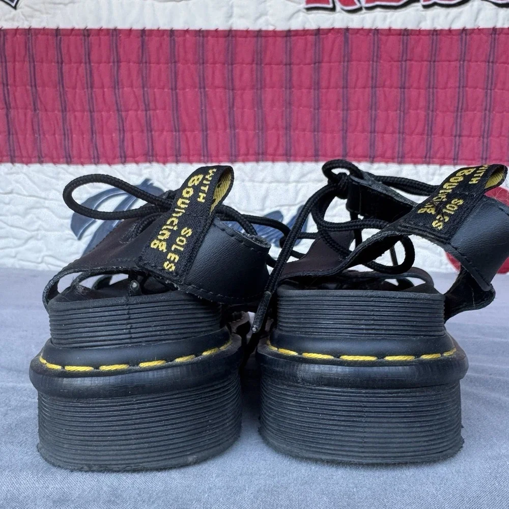 Size 7 - Dr. Martens Nartilla Platform Black Gladiator Sandals Women's - Picture 5 of 8